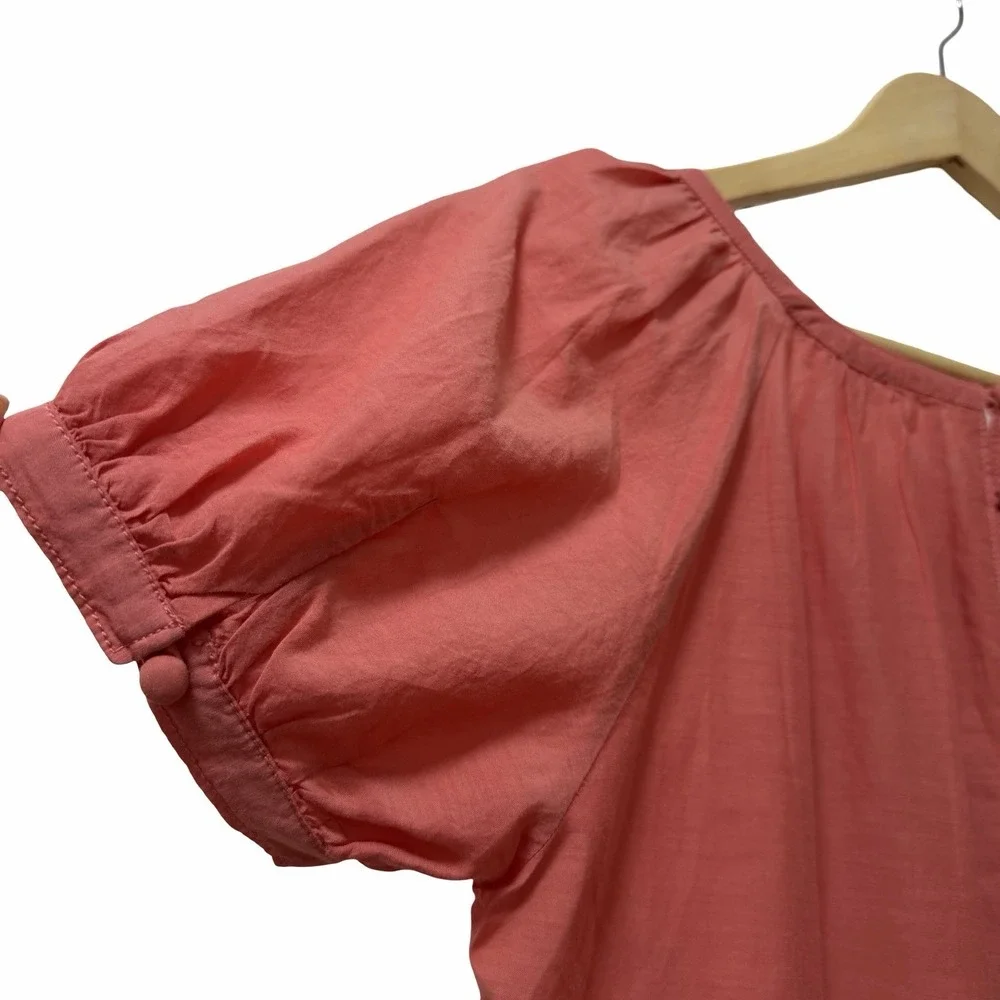 Anthropologie Pilcro Puff Sleeve Lightweight Flowy Top Size S Coral Orange Boho